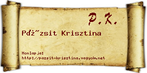 Pázsit Krisztina névjegykártya